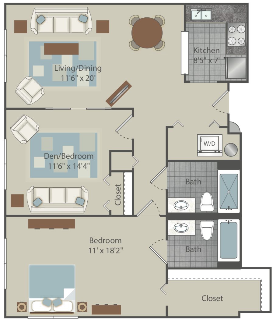 Clear Creek Commons Apartments_Golden CO_Floor Plan_Two Bedroom Two Bathroom_Creekside Peak Clear Creek Commons Apartments_Golden CO_Floor Plan_Two Bedroom Two Bathroom_Creekside Peak
